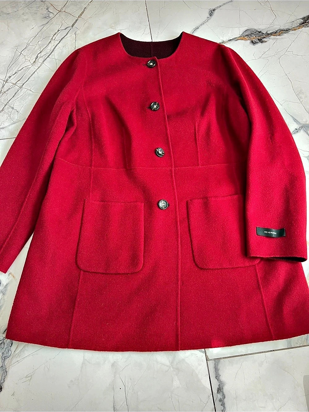 Talbots Reversible Wool Coat in Red Burgundy Size 16W XL